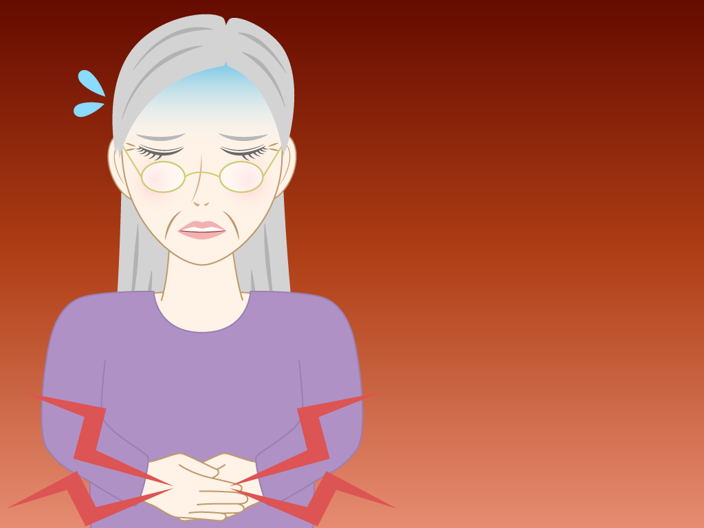 お腹が痛い高齢女性のフリー素材9