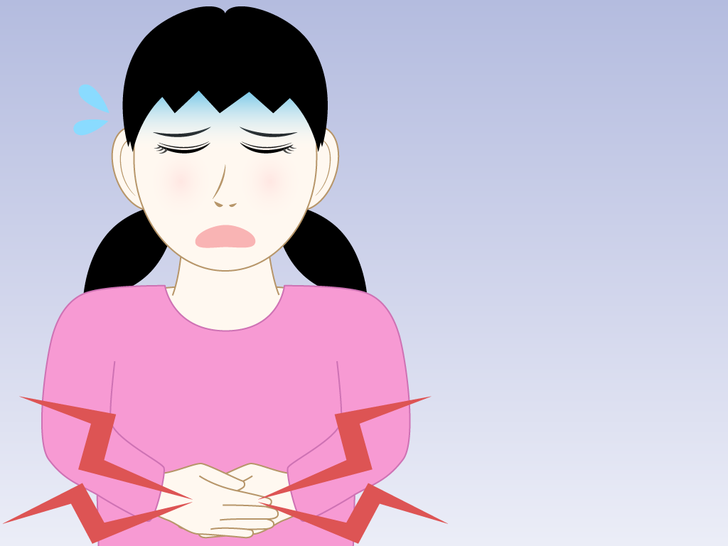 お腹が痛い女の子のフリー素材6