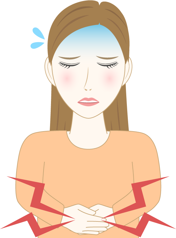 お腹が痛い女性のフリー素材1