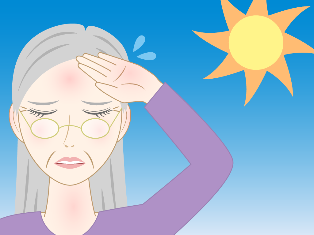 熱中症になった高齢女性のフリー素材3