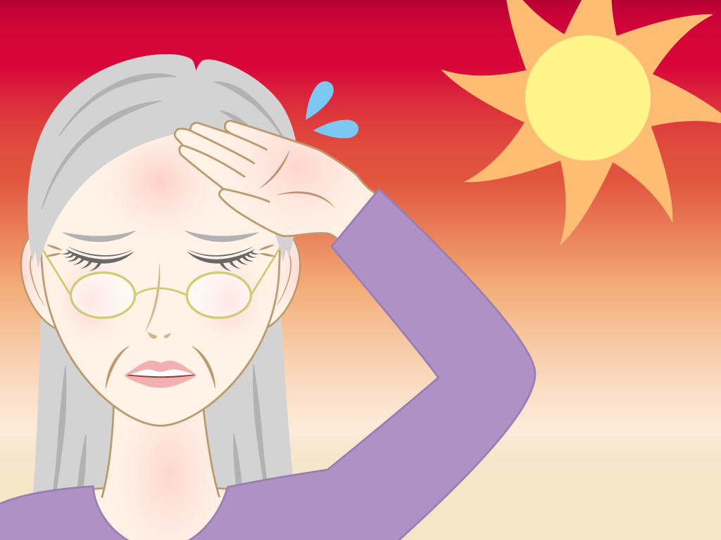 熱中症になった高齢女性のフリー素材4