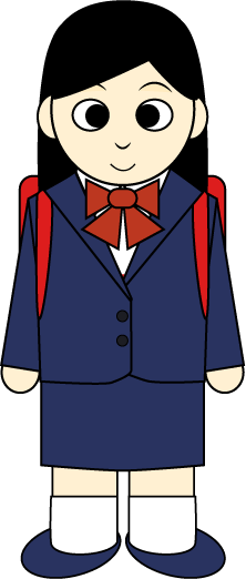 入学式を迎えた小学生女子の無料イラスト