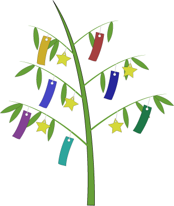 笹と短冊の無料イラスト2