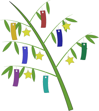 笹と短冊の無料イラスト3