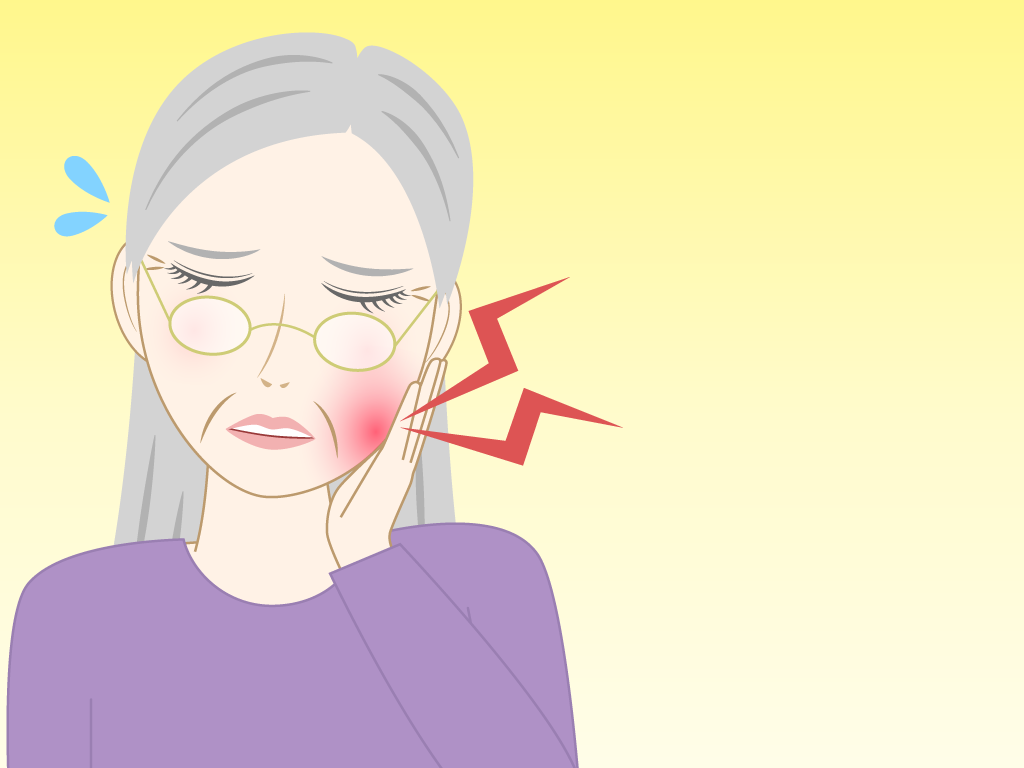 歯が痛い高齢女性のフリー素材3