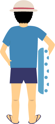 浮き輪を持つ男子（後ろ姿）の無料イラスト