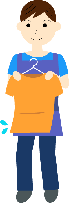 洗濯物を干す男性と女性（人物のみ）のフリー素材4