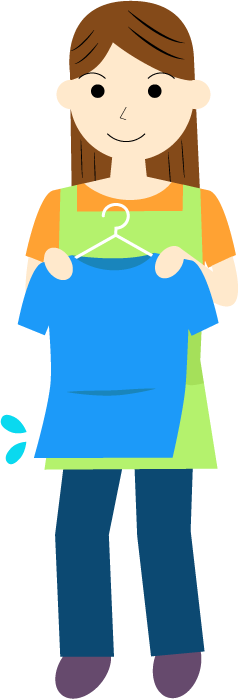 洗濯物を干す男性と女性（人物のみ）のフリー素材5