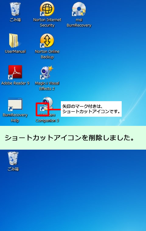 矢印のマーク付きはショートカットアイコンです。