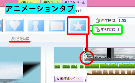 アニメーションタブ