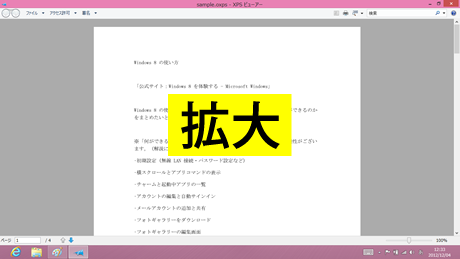 XPS ビューアーの画面
