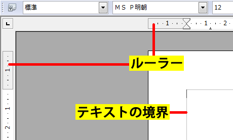ルーラーとテキストの境界