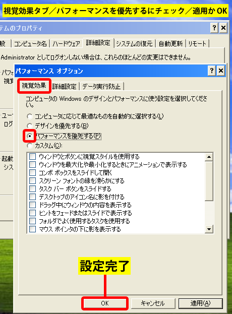 パフォーマンスオプション