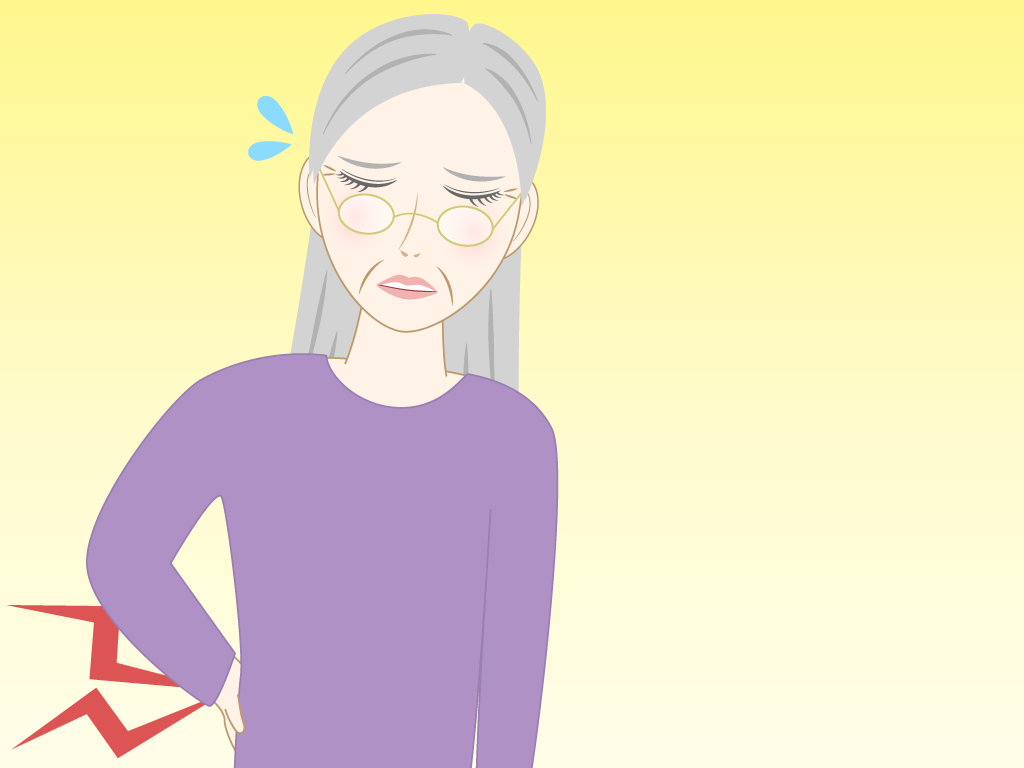 腰が痛い高齢女性のフリー素材3